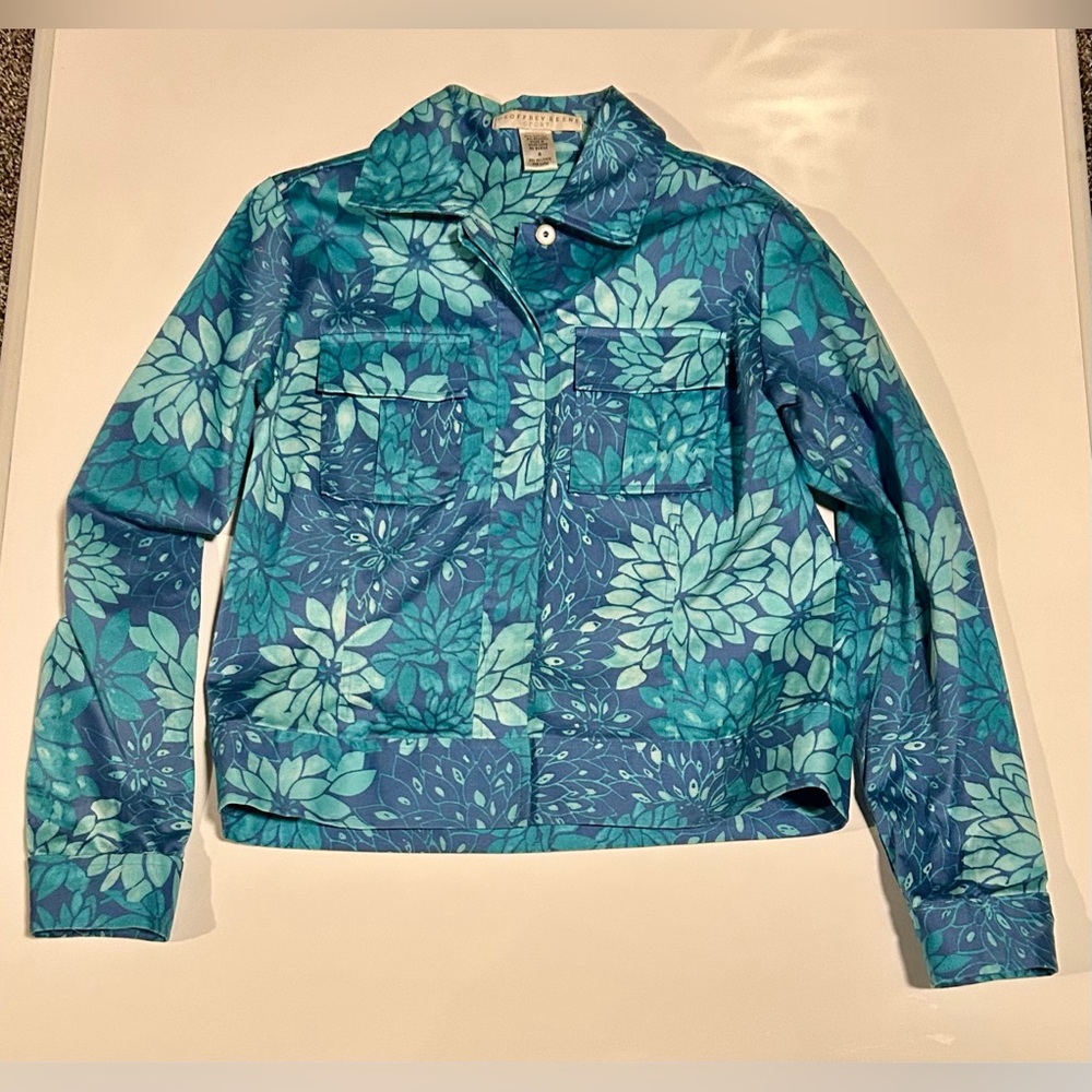 Geoffrey Beene Sport Floral Print Button Down Jacket & matching bag, Women’s Sz6